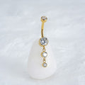 Titanium Dangle CZ Gems Belly Ring Drop Pendant CZ - MANOUNE Belly_Jewelry Earrings - Navel_Ring - Necklace - Stud - Manoune_Jewelry - Belly_Ring - Navel_Jewelry Titanium Gold_Plated