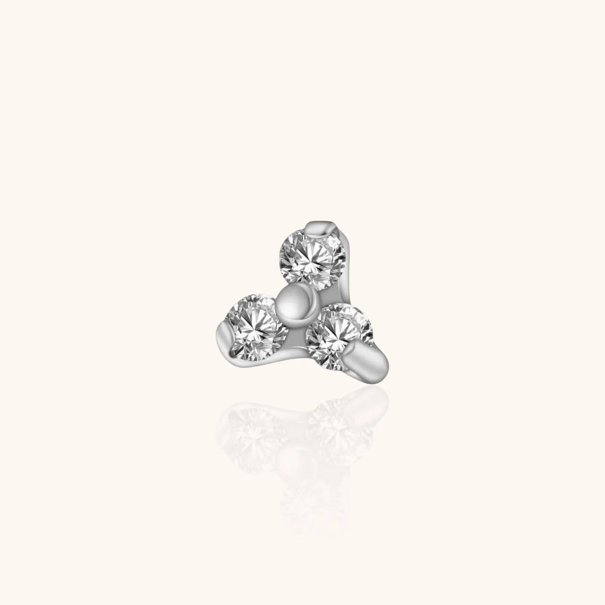 Single Trio CZ Labret Stud Titanium Gold PVD Hypoallergenic Jewelry for Lip, Helix, Tragus, Lobe Piercings | Triangle Stud Earrings - Manoune JEWELRY Belly_Jewelry Earrings - Navel_Ring - Necklace - Stud - Manoune_Jewelry - Belly_Ring - Navel_Jewelry Titanium Gold_Plated