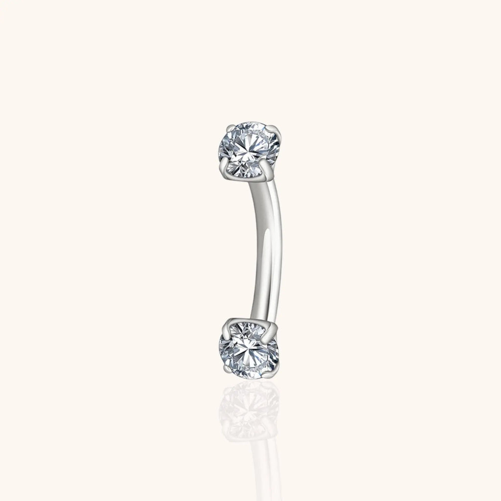 Titanium Curved Barbell with CZ for Cartilage Helix Rook Eyebrow Lip Piercing,Hypoallergenic - Manoune JEWELRY Belly_Jewelry Earrings - Navel_Ring - Necklace - Stud - Manoune_Jewelry - Belly_Ring - Navel_Jewelry Titanium Gold_Plated