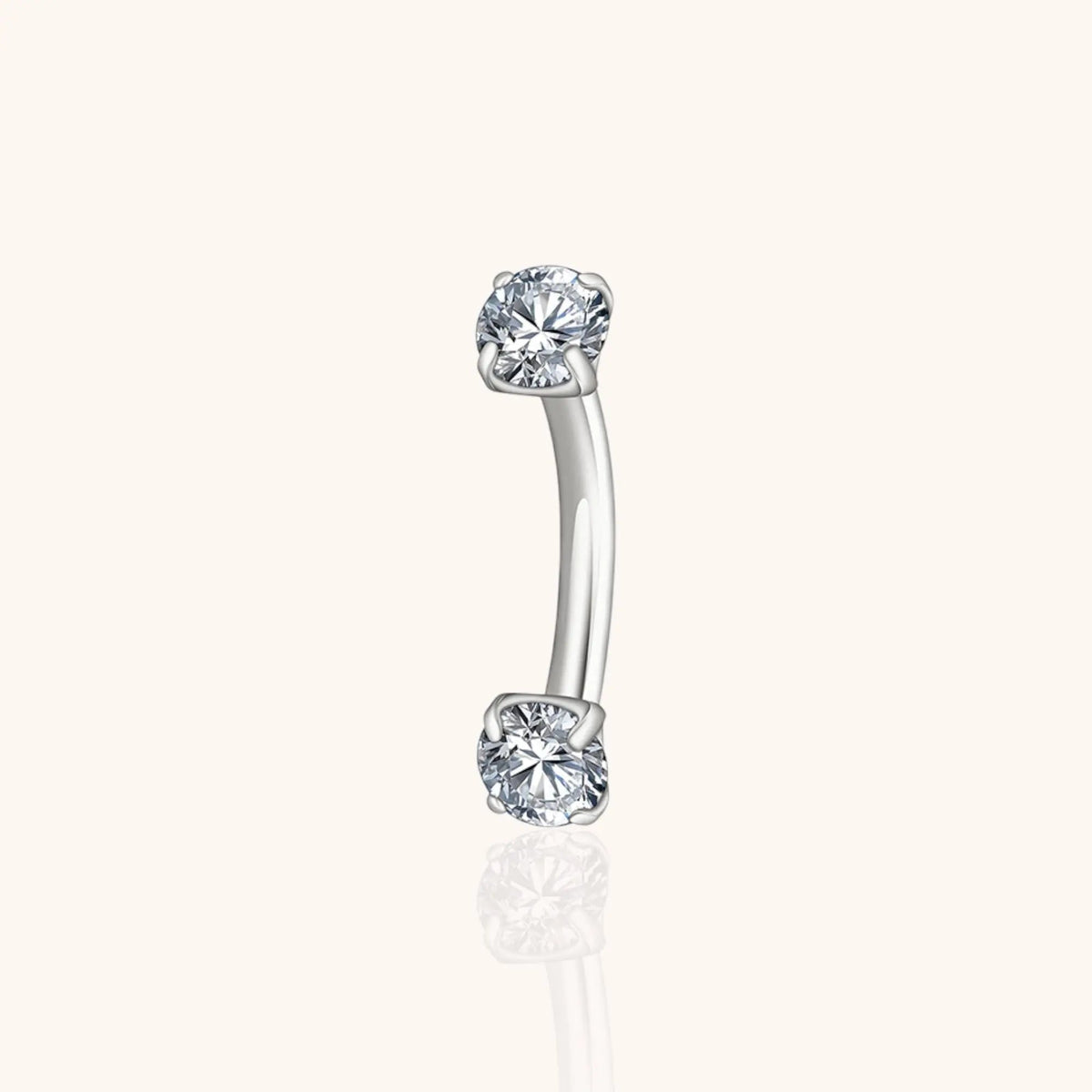 Titanium Curved Barbell with CZ for Cartilage Helix Rook Eyebrow Lip Piercing,Hypoallergenic - Manoune JEWELRY Belly_Jewelry Earrings - Navel_Ring - Necklace - Stud - Manoune_Jewelry - Belly_Ring - Navel_Jewelry Titanium Gold_Plated