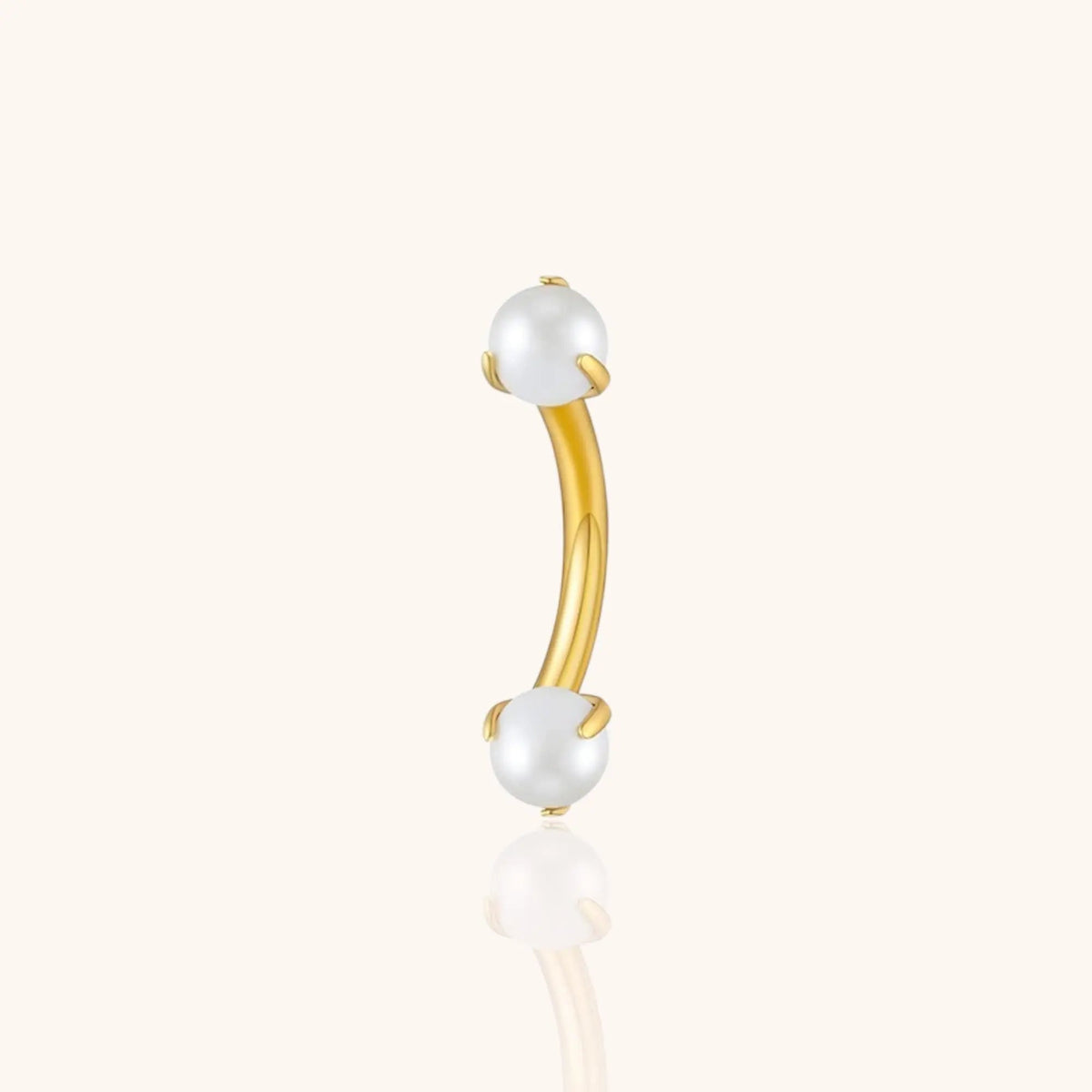 Titanium 16g White Pearl Curved Barbell Eyebrow Banana Bar Ring Rook Tragus Labret Piercing Jewelry - Manoune JEWELRY Belly_Jewelry Earrings - Navel_Ring - Necklace - Stud - Manoune_Jewelry - Belly_Ring - Navel_Jewelry Titanium Gold_Plated