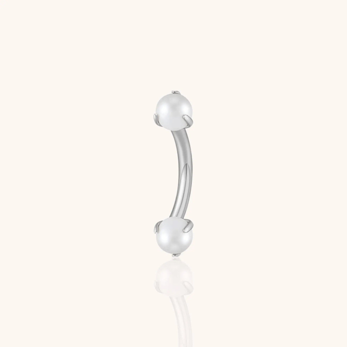 Titanium 16g White Pearl Curved Barbell Eyebrow Banana Bar Ring Rook Tragus Labret Piercing Jewelry - Manoune JEWELRY Belly_Jewelry Earrings - Navel_Ring - Necklace - Stud - Manoune_Jewelry - Belly_Ring - Navel_Jewelry Titanium Gold_Plated
