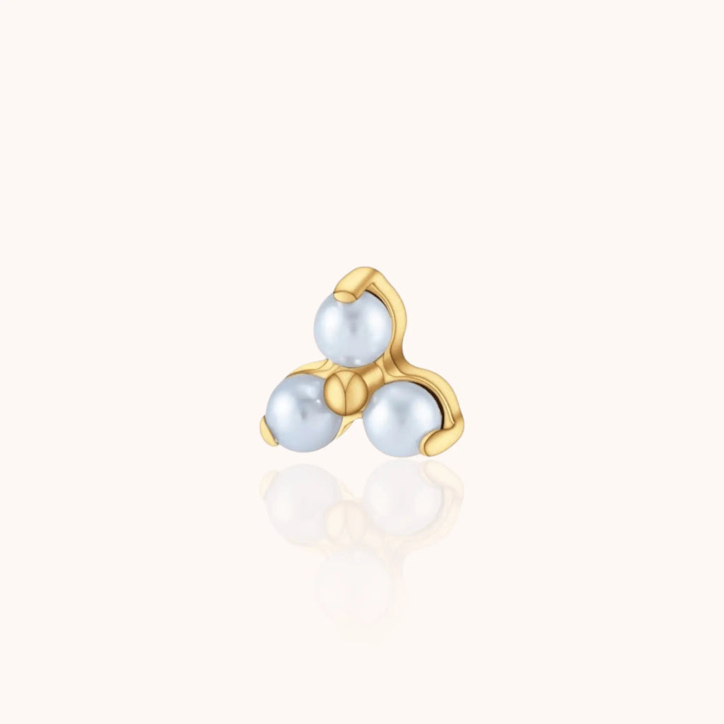 Titanium Trinity Pearl Stud - Manoune JEWELRY Belly_Jewelry Earrings - Navel_Ring - Necklace - Stud - Manoune_Jewelry - Belly_Ring - Navel_Jewelry Titanium Gold_Plated