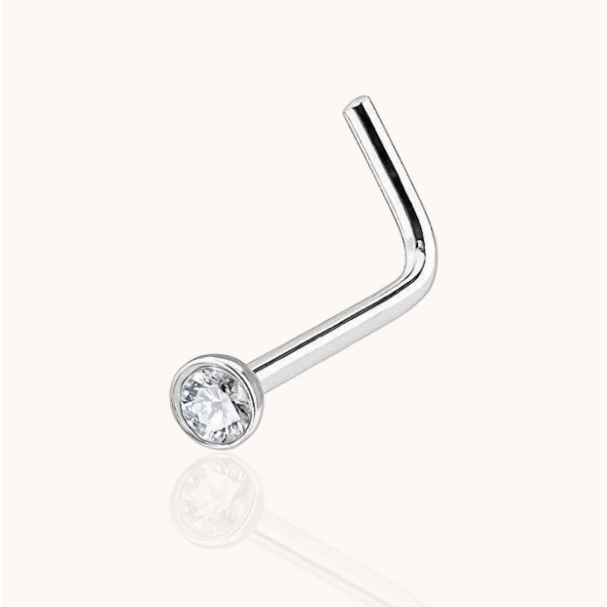 Titanium L - Shaped Nose Nostril CZ Stud - Manoune JEWELRY Belly_Jewelry Earrings - Navel_Ring - Necklace - Stud - Manoune_Jewelry - Belly_Ring - Navel_Jewelry Titanium Gold_Plated
