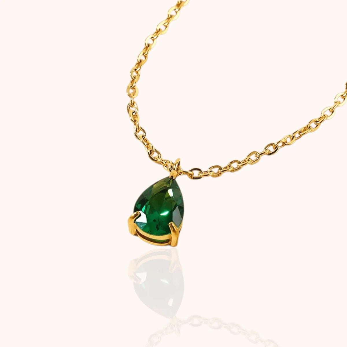 18kt Gold Plated Zircon Water Drop Teardrop Pendant Birthstone Necklace - Manoune JEWELRY Belly_Jewelry Earrings - Navel_Ring - Necklace - Stud - Manoune_Jewelry - Belly_Ring - Navel_Jewelry Titanium Gold_Plated