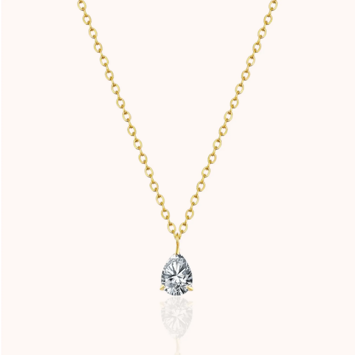 18kt Gold Plated Zircon Water Drop Teardrop Pendant Birthstone Necklace - Manoune JEWELRY Belly_Jewelry Earrings - Navel_Ring - Necklace - Stud - Manoune_Jewelry - Belly_Ring - Navel_Jewelry Titanium Gold_Plated