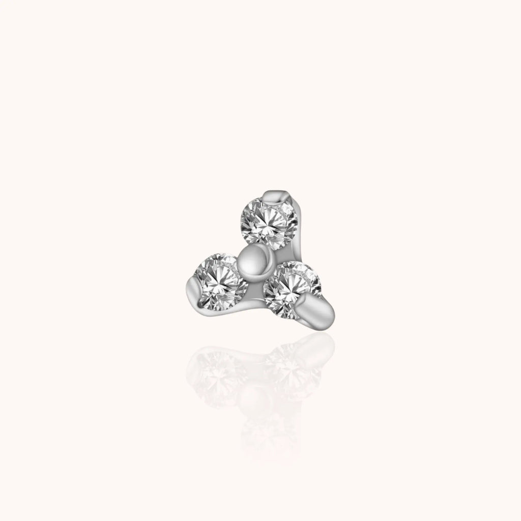 Single Trio CZ Labret Stud – Titanium - Manoune JEWELRY Belly_Jewelry Earrings - Navel_Ring - Necklace - Stud - Manoune_Jewelry - Belly_Ring - Navel_Jewelry Titanium Gold_Plated