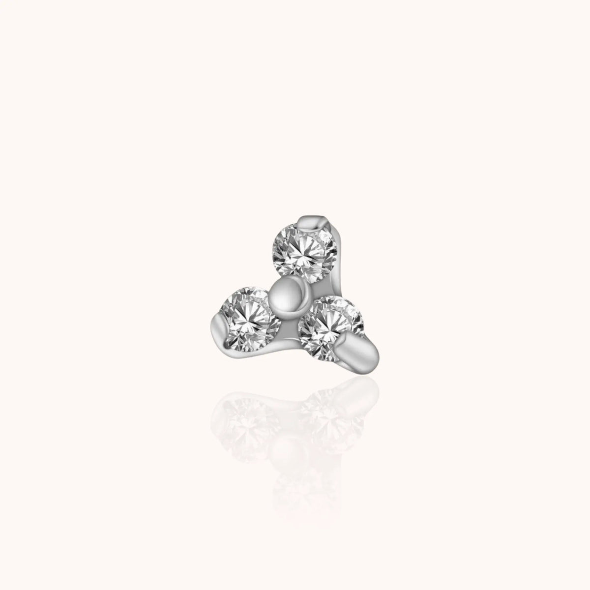 Single Trio CZ Labret Stud – Titanium - Manoune JEWELRY Belly_Jewelry Earrings - Navel_Ring - Necklace - Stud - Manoune_Jewelry - Belly_Ring - Navel_Jewelry Titanium Gold_Plated