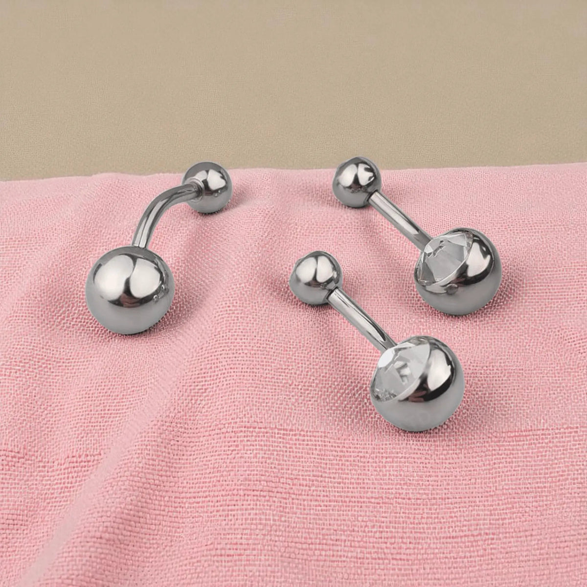 Titanium Bezel - Set Belly Ring with Clear CZ - Manoune JEWELRY Belly_Jewelry Earrings - Navel_Ring - Necklace - Stud - Manoune_Jewelry - Belly_Ring - Navel_Jewelry Titanium Gold_Plated