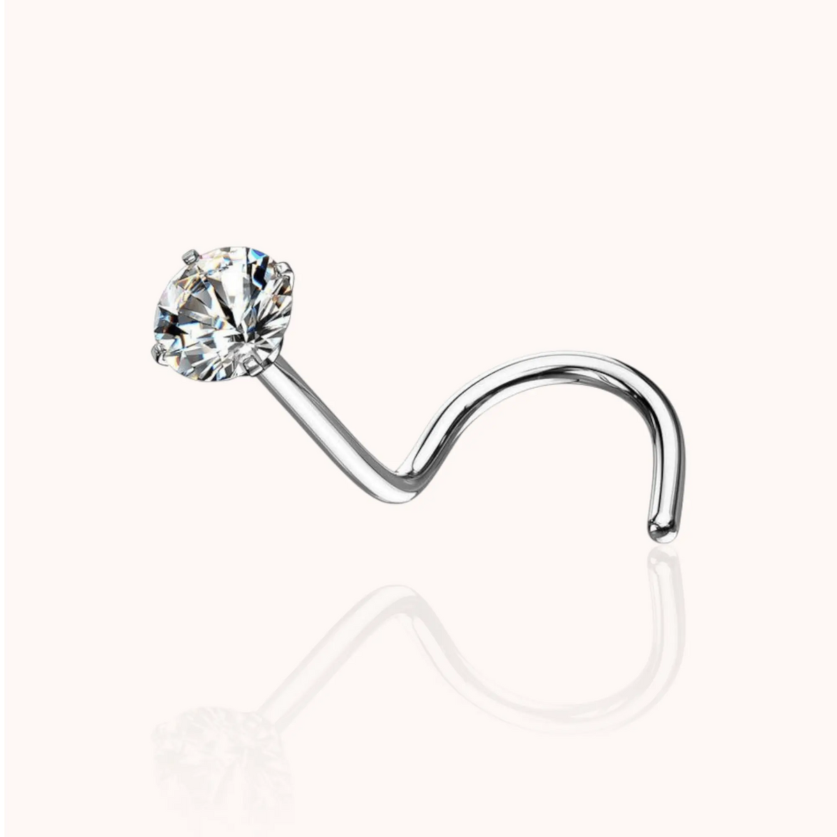 Titanium Corkscrew Nose Nostril CZ - Manoune JEWELRY Belly_Jewelry Earrings - Navel_Ring - Necklace - Stud - Manoune_Jewelry - Belly_Ring - Navel_Jewelry Titanium Gold_Plated