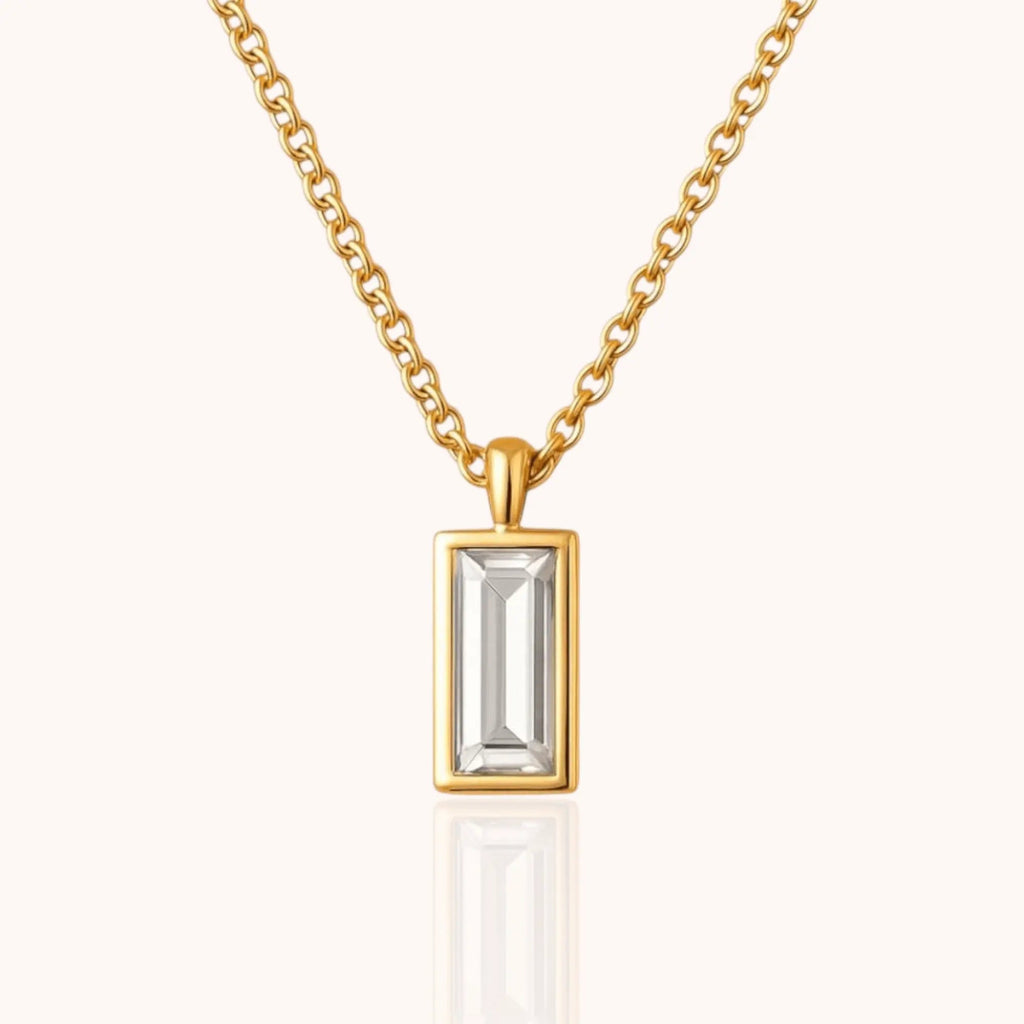 18kt Gold Plated Dainty Square CZ Necklace - Manoune JEWELRY Belly_Jewelry Earrings - Navel_Ring - Necklace - Stud - Manoune_Jewelry - Belly_Ring - Navel_Jewelry Titanium Gold_Plated