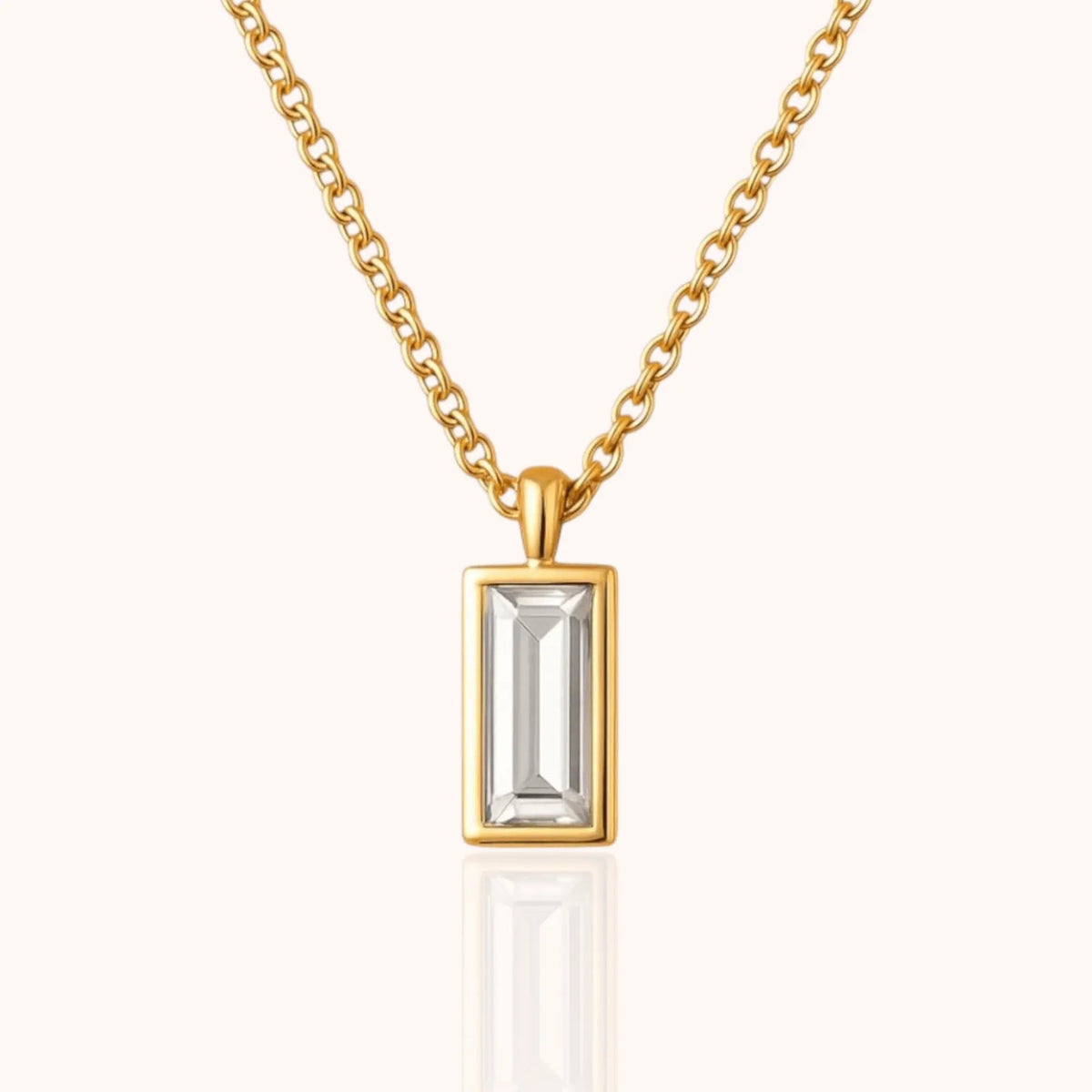18kt Gold Plated Dainty Square CZ Necklace - Manoune JEWELRY Belly_Jewelry Earrings - Navel_Ring - Necklace - Stud - Manoune_Jewelry - Belly_Ring - Navel_Jewelry Titanium Gold_Plated