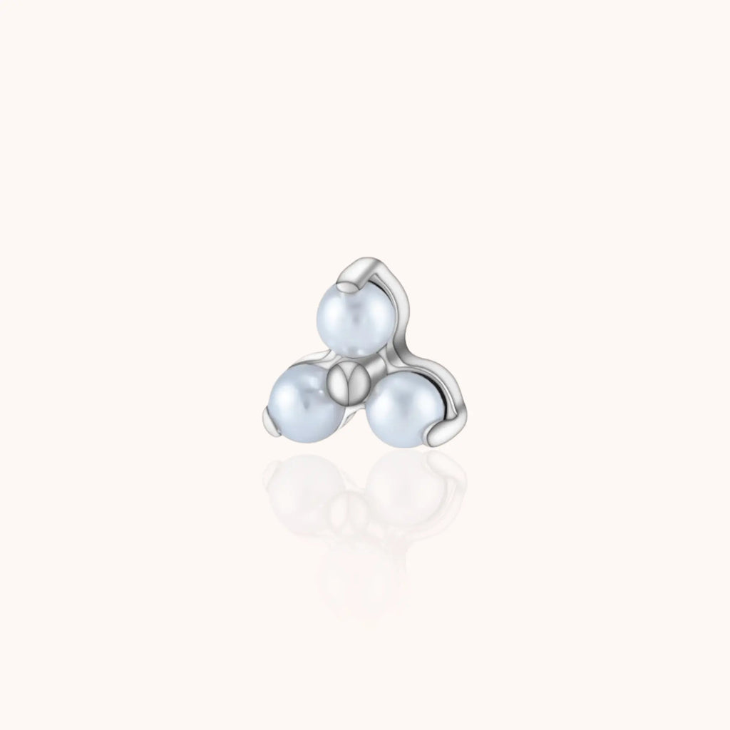 Titanium Trinity Pearl Stud - Manoune JEWELRY Belly_Jewelry Earrings - Navel_Ring - Necklace - Stud - Manoune_Jewelry - Belly_Ring - Navel_Jewelry Titanium Gold_Plated