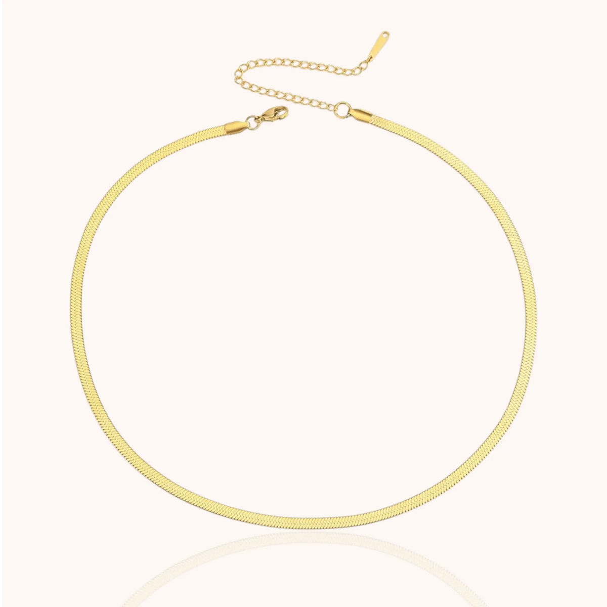 18kt Gold Plated Herringbone Blade Snake Chain Necklace - Manoune JEWELRY Belly_Jewelry Earrings - Navel_Ring - Necklace - Stud - Manoune_Jewelry - Belly_Ring - Navel_Jewelry Titanium Gold_Plated