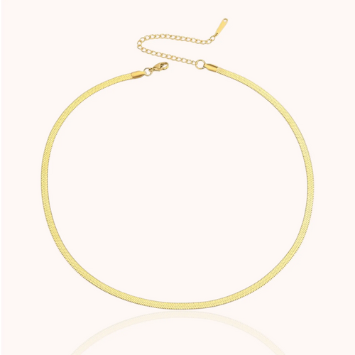 18kt Gold Plated Herringbone Blade Snake Chain Necklace - Manoune JEWELRY Belly_Jewelry Earrings - Navel_Ring - Necklace - Stud - Manoune_Jewelry - Belly_Ring - Navel_Jewelry Titanium Gold_Plated