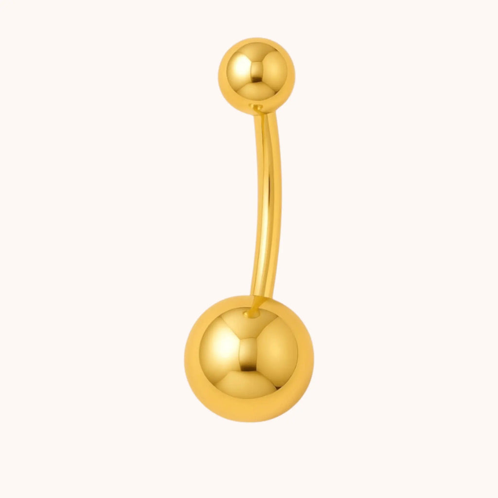 Titanium Simple Ball Belly Ring Classic - Manoune JEWELRY Belly_Jewelry Earrings - Navel_Ring - Necklace - Stud - Manoune_Jewelry - Belly_Ring - Navel_Jewelry Titanium Gold_Plated