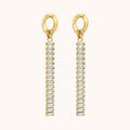 18k Gold Plated CZ Tennis Chain Cubic Zirconium Link Drop Dangle Earrings - Manoune JEWELRY Belly_Jewelry Earrings - Navel_Ring - Necklace - Stud - Manoune_Jewelry - Belly_Ring - Navel_Jewelry Titanium Gold_Plated