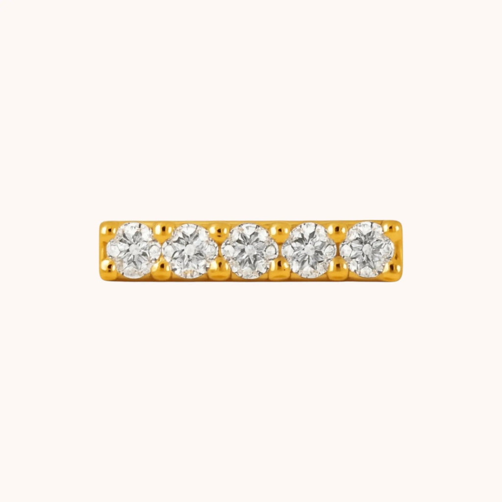 18kt Gold Plated Horizontal Bar Rectangular Small Zircon Stud Earrings - Manoune JEWELRY Belly_Jewelry Earrings - Navel_Ring - Necklace - Stud - Manoune_Jewelry - Belly_Ring - Navel_Jewelry Titanium Gold_Plated