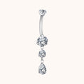 Titanium Teardrop CZ Dangle Belly Ring Dangling CZ Statement - Manoune JEWELRY Belly_Jewelry Earrings - Navel_Ring - Necklace - Stud - Manoune_Jewelry - Belly_Ring - Navel_Jewelry Titanium Gold_Plated