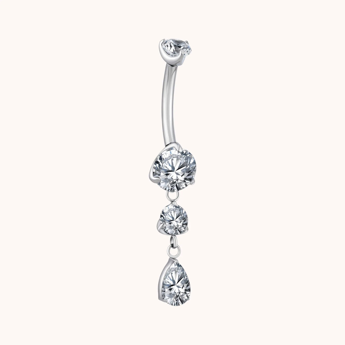 Titanium Teardrop CZ Dangle Belly Ring Dangling CZ Statement - Manoune JEWELRY Belly_Jewelry Earrings - Navel_Ring - Necklace - Stud - Manoune_Jewelry - Belly_Ring - Navel_Jewelry Titanium Gold_Plated