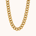 14k Gold Plated Waterproof Cuban Link Chain Necklace - Manoune JEWELRY Belly_Jewelry Earrings - Navel_Ring - Necklace - Stud - Manoune_Jewelry - Belly_Ring - Navel_Jewelry Titanium Gold_Plated