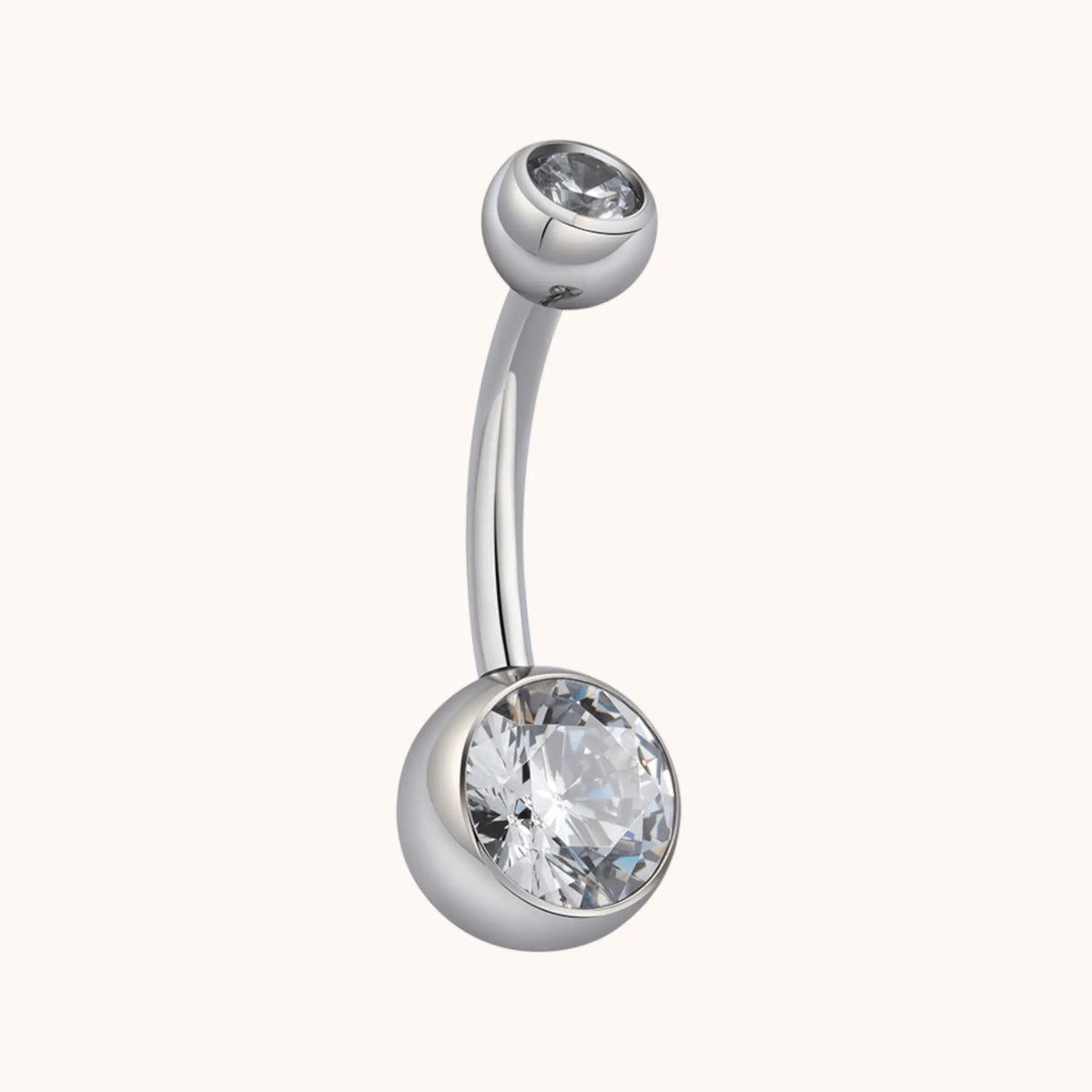 Titanium Bezel - Set Belly Ring with Clear CZ - Manoune JEWELRY Belly_Jewelry Earrings - Navel_Ring - Necklace - Stud - Manoune_Jewelry - Belly_Ring - Navel_Jewelry Titanium Gold_Plated