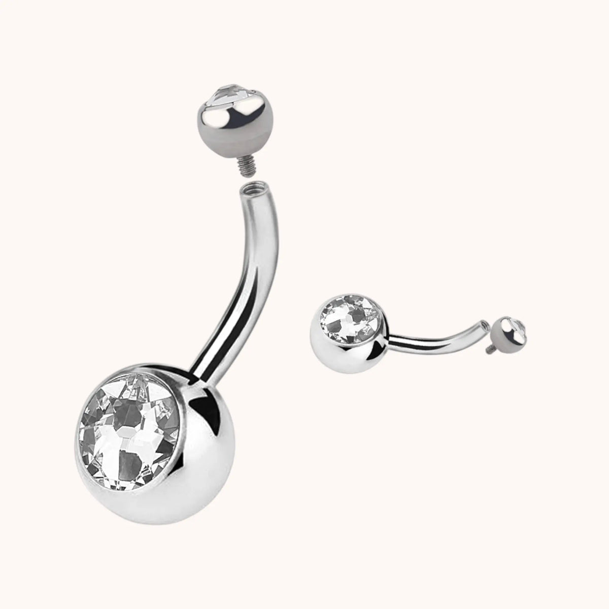 Titanium Bezel - Set Belly Ring with Clear CZ - Manoune JEWELRY Belly_Jewelry Earrings - Navel_Ring - Necklace - Stud - Manoune_Jewelry - Belly_Ring - Navel_Jewelry Titanium Gold_Plated