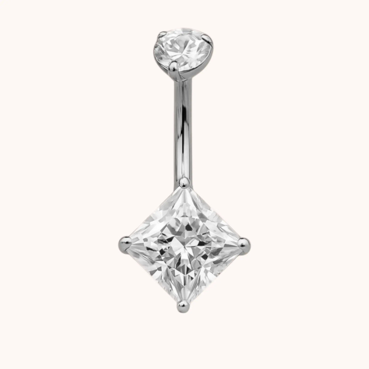 Titanium Belly Ring Barbell Piercing with Square CZ - Manoune JEWELRY Belly_Jewelry Earrings - Navel_Ring - Necklace - Stud - Manoune_Jewelry - Belly_Ring - Navel_Jewelry Titanium Gold_Plated