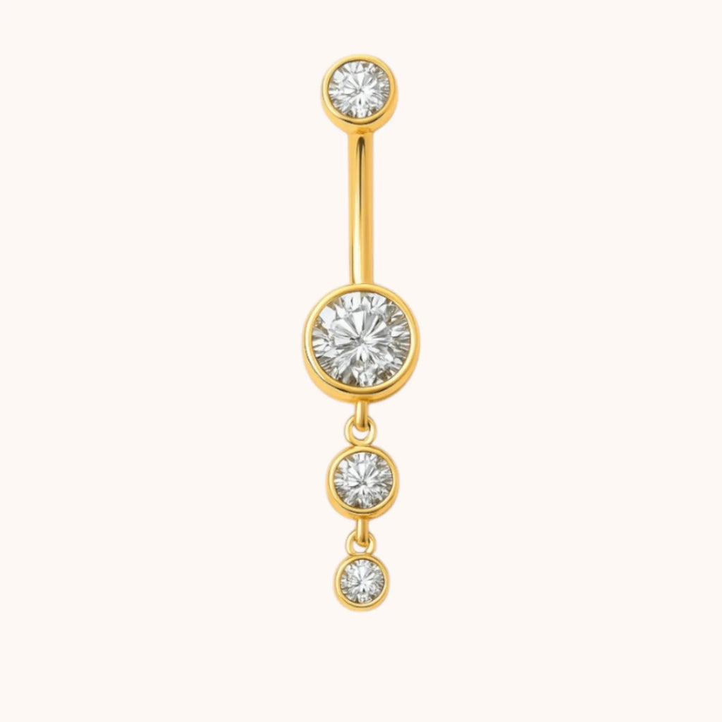 Titanium Dangle CZ Gems Belly Ring Drop Pendant CZ - Manoune JEWELRY Belly_Jewelry Earrings - Navel_Ring - Necklace - Stud - Manoune_Jewelry - Belly_Ring - Navel_Jewelry Titanium Gold_Plated
