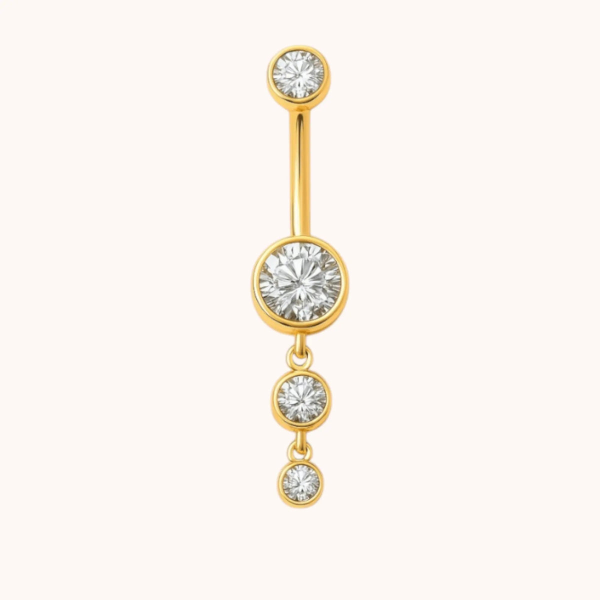 Titanium Dangle CZ Gems Belly Ring Drop Pendant CZ - Manoune JEWELRY Belly_Jewelry Earrings - Navel_Ring - Necklace - Stud - Manoune_Jewelry - Belly_Ring - Navel_Jewelry Titanium Gold_Plated